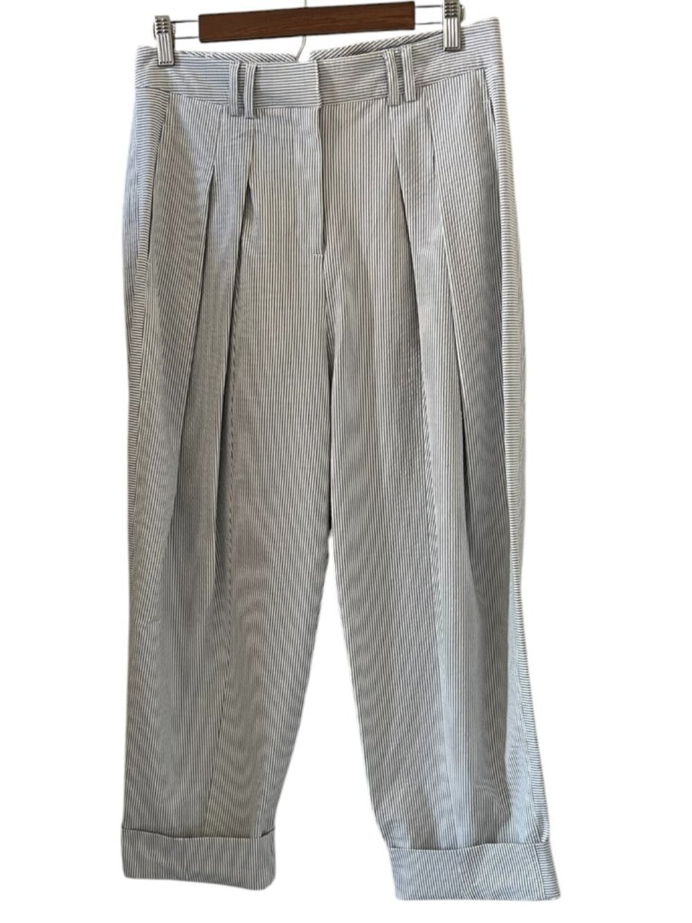 ME + EM NEW Barrel Leg Striped Trouser Size 8